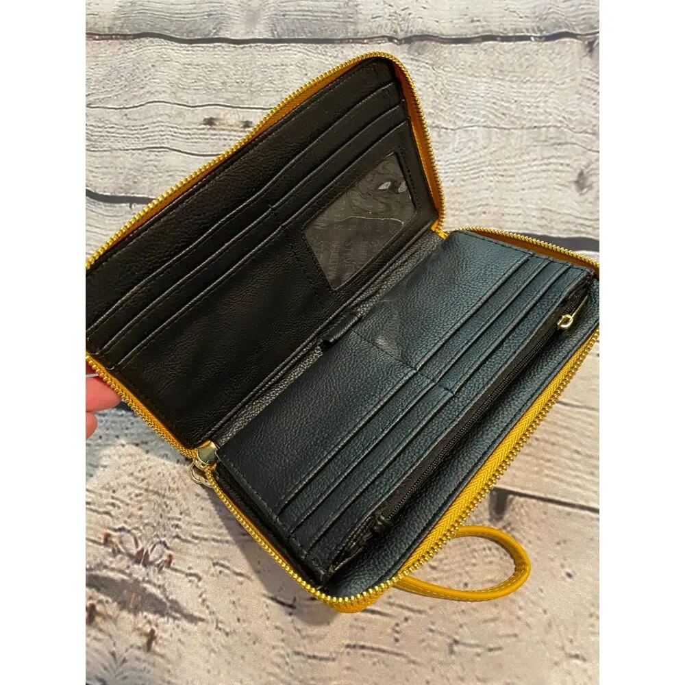 Steve Madden Wristlet/Wallet Like New Mustard Colored Zipper Close